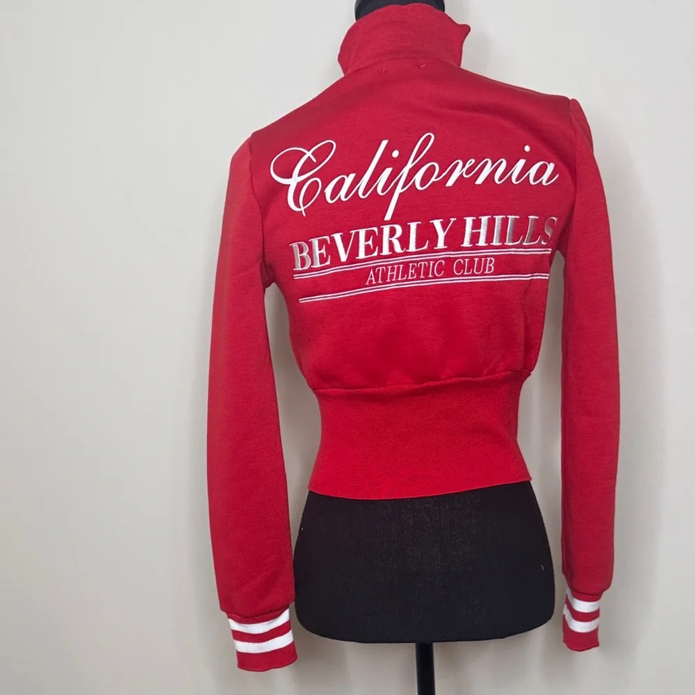 Beverly Hills Red Women's Cropped Sweater Jacket - Picture 2 of 4